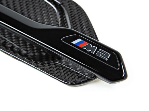 Bmw m performance m2m2 competition genuine front wing badges in gloss carbonblack f87 3