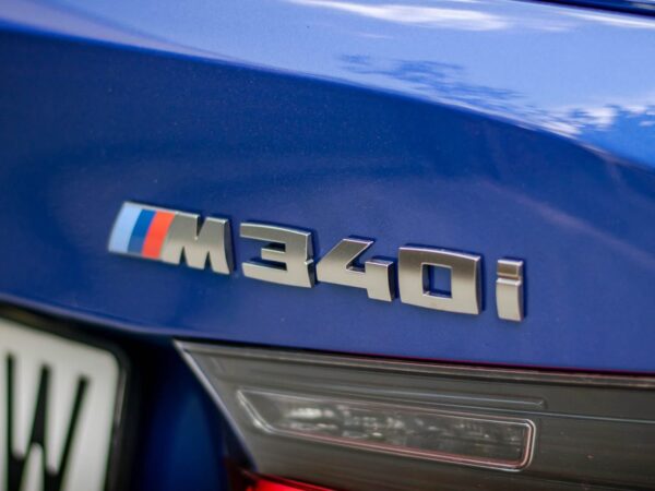 Alternative view of genuine bmw m340i replacement badge silver for g20 & g21