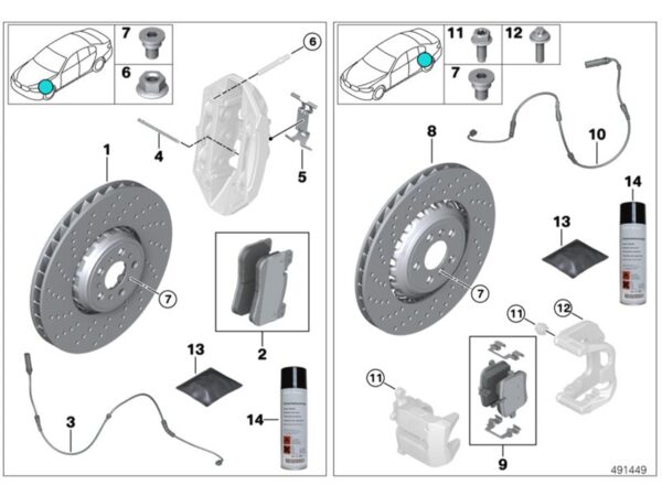 Genuine bmw front brake pin kit g80 m3 g82 m4 g87 m2 3
