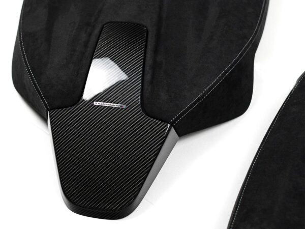 Genuine bmw m performance g series seat back covers in carbon fibre alcantara 2 door vehicles 3