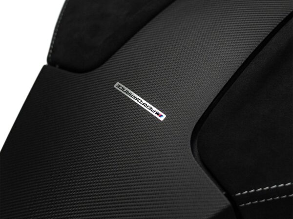 Genuine bmw m performance g series seat back covers in carbon fibre alcantara 4 door vehicles 6