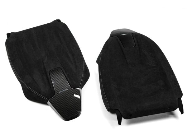 Genuine bmw m performance g series seat back covers in carbon fibre alcantara 4 door vehicles