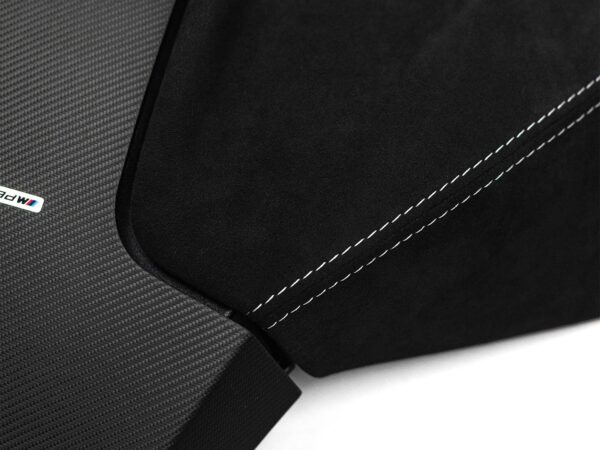 Genuine bmw m performance g series seat back covers in carbon fibre alcantara 4 door vehicles 8