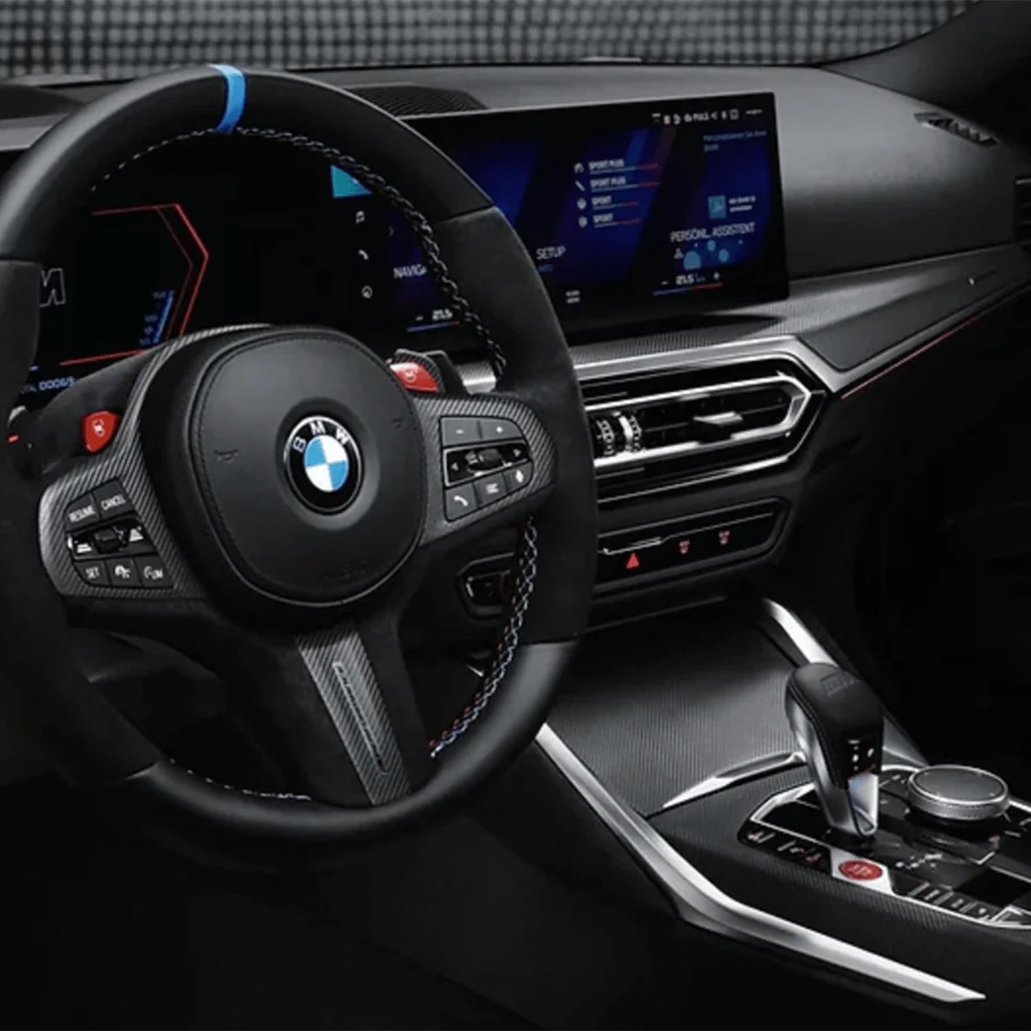 Bmw m performance interior trim kit in carbon fibre & alcantara for g-series lci big display models - image 2