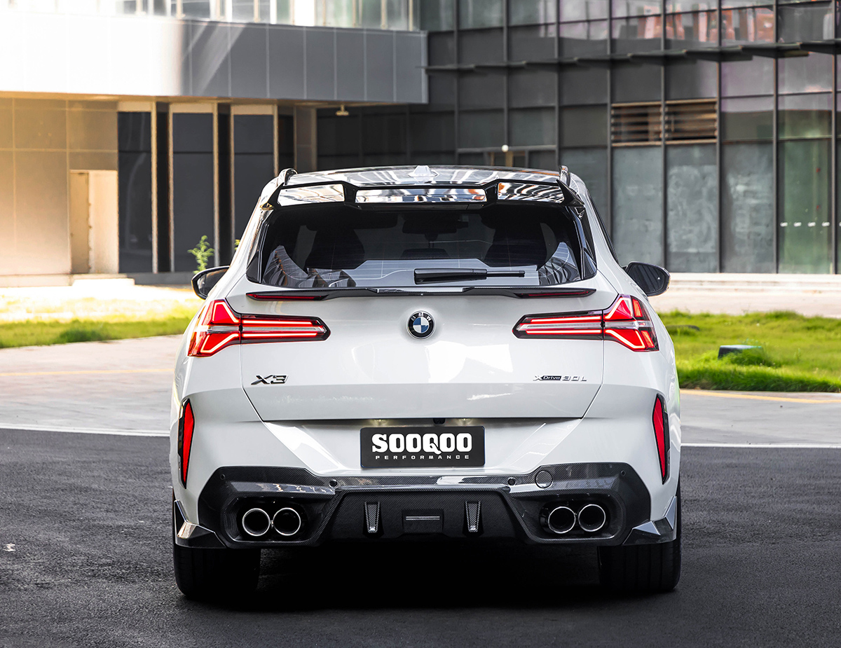 Sooqoo bmw g45 x3 prepreg carbon fibre middle boot spoiler - image 2