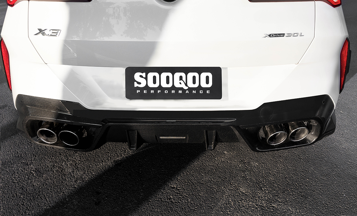 Sooqoo bmw g45 x3 prepreg carbon fibre diffuser set for quad tips - image 4